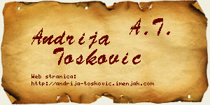 Andrija Tošković vizit kartica